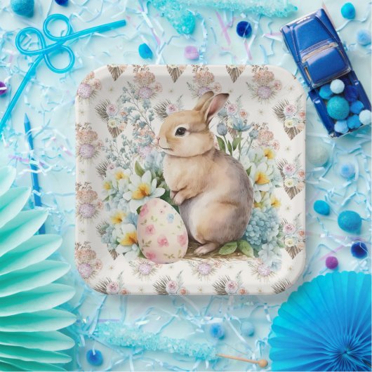 Floral Oaster Rabbit Pappteller (Party)