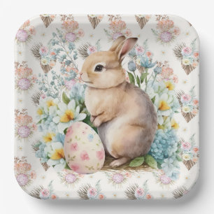 Floral Oaster Rabbit Pappteller