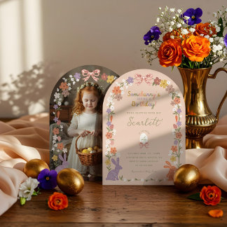 Floral Oaster Somebunny's mit einem Geburtstag-Fot Einladung