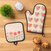 floral ofenhandschuh & Topflappen-Set (Oben Unten)