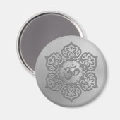 Floral-Om-Grafik für Edelstahl-Effekt Magnet (Vorderseite/Rückseite)