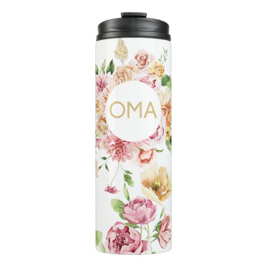 Floral Oma Gift Tumbler Thermosbecher (Vorderseite)