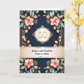 Floral on Black 50th Wedding Anniversary Karte (Gelbe Blume)