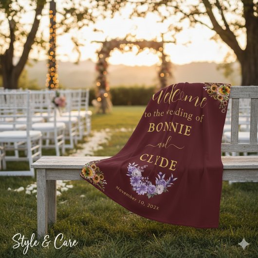 Floral on Maroon Wedding Welcome 50"x60" size Fleecedecke