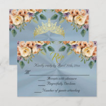 Floral on Pastel Blue Quinceanera RSVP