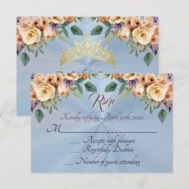 Floral on Pastel Blue Quinceanera RSVP Karte
