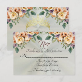 Floral on Pastel Sage Quinceanera RSVP Karte