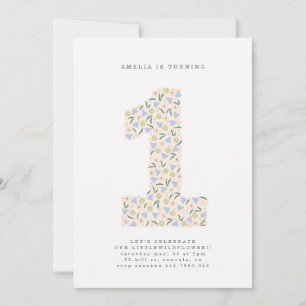 Floral One First Birthday Einladung