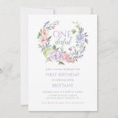 Floral Onederful First birthday Invitation Einladung (Vorderseite)
