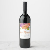 Floral Orange and Purple Give Thanks Wine Label Weinetikett (Vorderseite)