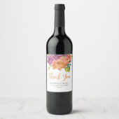 Floral Orange and PurpleThank You Wine Label  Weinetikett (Vorderseite)