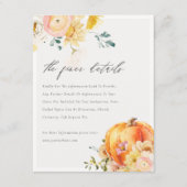 Floral Orange Autumn Pumpkin Wedding Details Begleitkarte (Vorderseite)