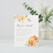 Floral Orange Autumn Pumpkin Wedding Details Begleitkarte (Stehend Vorderseite)