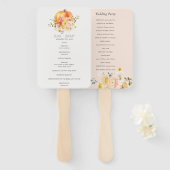 Floral Orange Autumn Pumpkin Wedding Program Fächer (Vorne und Hinten)