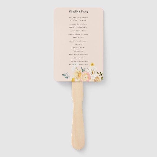 Floral Orange Autumn Pumpkin Wedding Program Fächer (Rückseite)