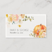 Floral Orange Autumn Pumpkin Wedding Website Visitenkarte (Vorderseite)