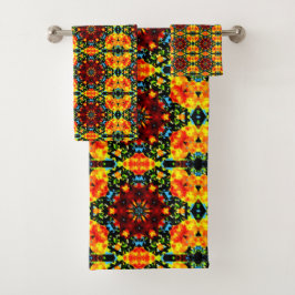 Floral Orange Badhandtuch Set