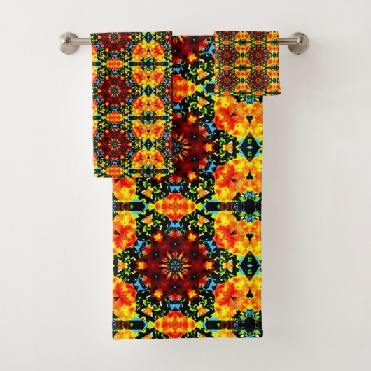 Floral Orange Badhandtuch Set (Insitu)