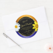 Floral Orange Blue Glitzer Black Product Labels Runder Aufkleber (Umschlag)