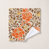 Floral, Orange Brown und Mustard Gold Badhandtuch Set (Waschlappen)