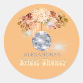 Floral Orange Disco Ball Brautparty Aufkleber