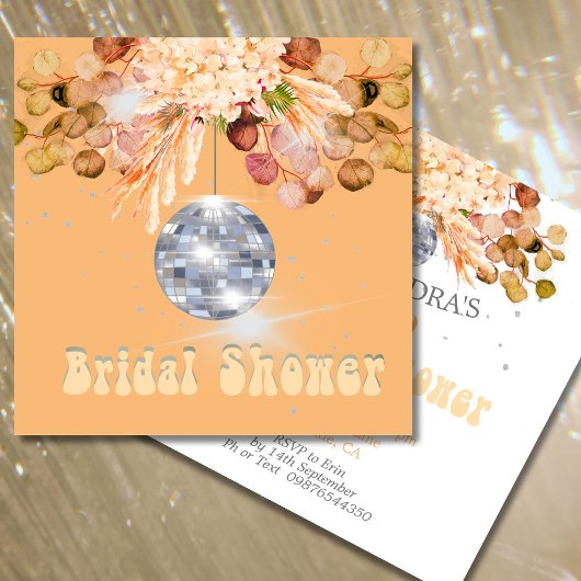 Floral Orange Disco Ball Bridal Dusche Einladung