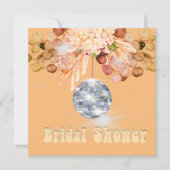 Floral Orange Disco Ball Bridal Dusche Einladung (Vorderseite)