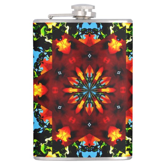 Floral Orange Flachmann (Vorderseite)