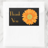 Floral Orange Gerbera Daisy Blume Black Rechteckiger Aufkleber (Tasche)