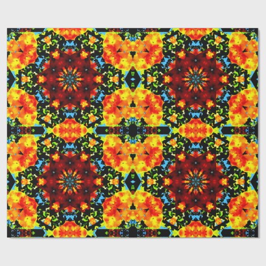 Floral Orange Geschenkpapier (Flach)