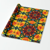 Floral Orange Geschenkpapier (Ungerollt)