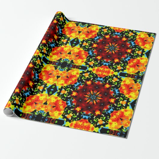 Floral Orange Geschenkpapier (Ungerollt)
