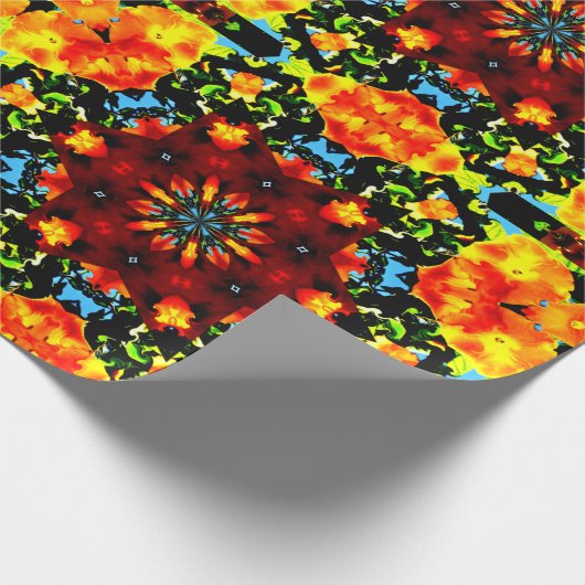 Floral Orange Geschenkpapier (Ecke)
