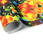 Floral Orange Geschenkpapier (Rolleneckpunkt)