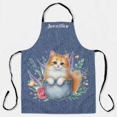 Floral Orange Ginger Cat All-Over Print Schürze (Vorderseite)