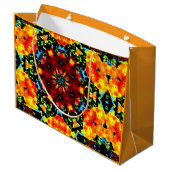 Floral Orange Große Geschenktüte (Rückseite Schrägansicht)