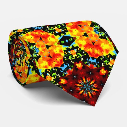 Floral Orange Krawatte (Gerollt)