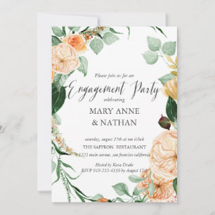 Floral Orange Late Summer Wedding ENGAGEMENT PARTE Einladung