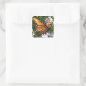Floral Orange Monarch Butterfly Foto Blume Quadratischer Aufkleber (Tasche)
