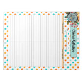 Floral Orange n Blue Polka Do_ Klinische Reflektio Notizblock (Vorderseite)