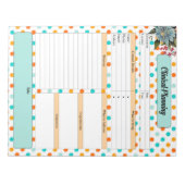 Floral Orange n Blue Polka Dot _ Klinische Planung Notizblock (Vorderseite)