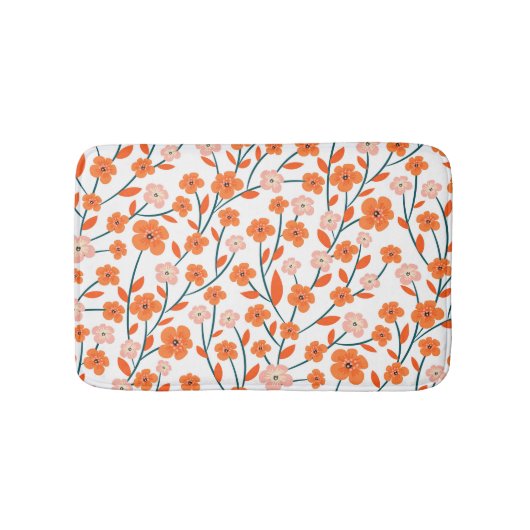 Floral Orange Pastell weiß Nahtlos Badematte (Vorderseite)