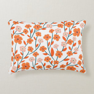 Floral Orange Pastell weiß Nahtlos Dekokissen