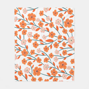 Floral Orange Pastell weiß Nahtlos Fleecedecke