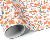 Floral Orange Pastell weiß Nahtlos Geschenkpapier (Rolleneckpunkt)