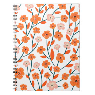 Floral Orange Pastell weiß Nahtlos Notizblock