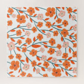 Floral Orange Pastell weiß Nahtlos Puzzle (Horizontal)