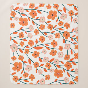 Floral Orange Pastell weiß Nahtlos Sherpadecke
