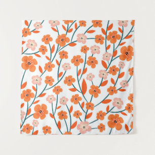 Floral Orange Pastell weiß Nahtlos Wandteppich