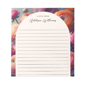 Floral Orange Pink Ranunculus Linde Personalisiert Notizblock